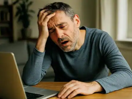 Imagem de um homem com extremo cansaço - fadiga