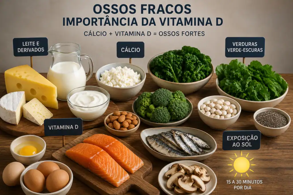 Imagem de alimentos ricos em Vitamina D combate a ossos fracos