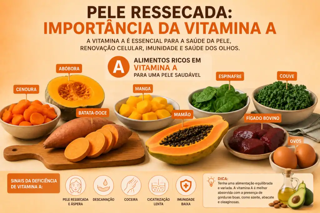 Alimentos ricos em vitamina A para combate de pele ressecada