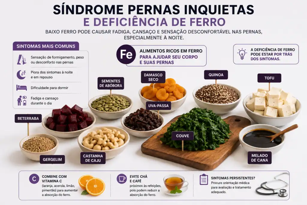 Alimentos ricos em Ferro que ajudam a combater sindrome de pernas inquieta
