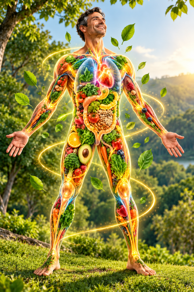 Imagem corpo protegido por nutrientes